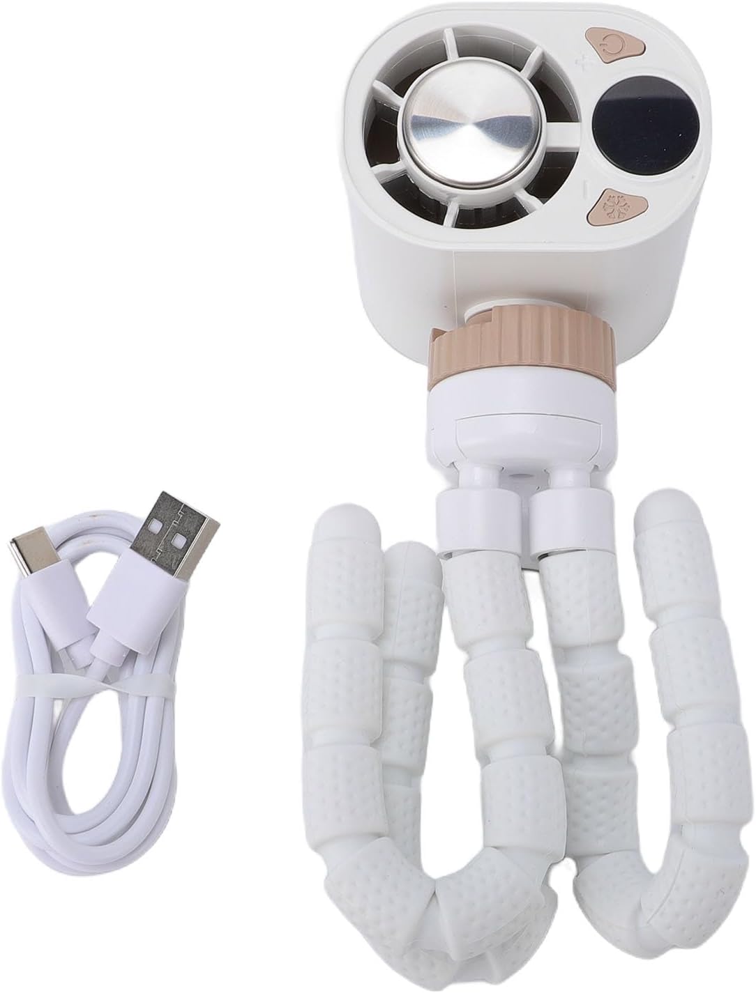 Mini Handheld Stroller Fan, Portable Rechargeable Turbo Fan with Flexible Octopus Tripod, Personal Baby for Home Office Car, Semiconductor Cooling Mist