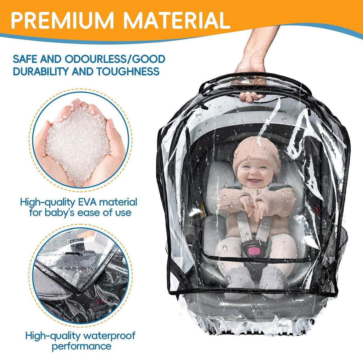 bemece Infant Car Seat Rain Cover with Air Vents and Access Window