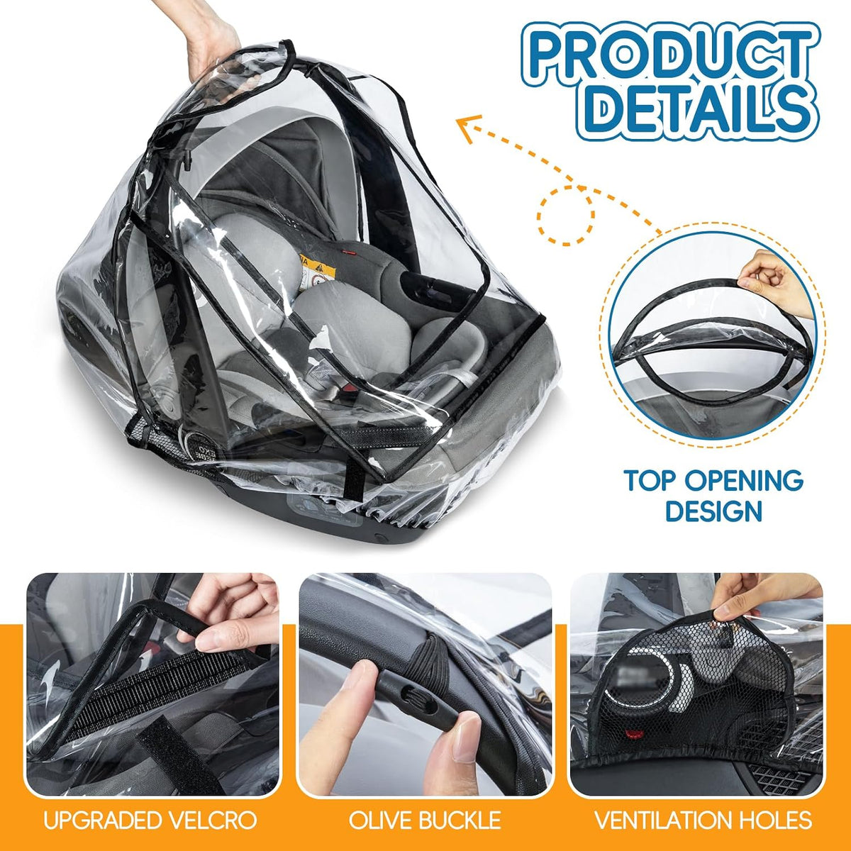 bemece Infant Car Seat Rain Cover with Air Vents and Access Window