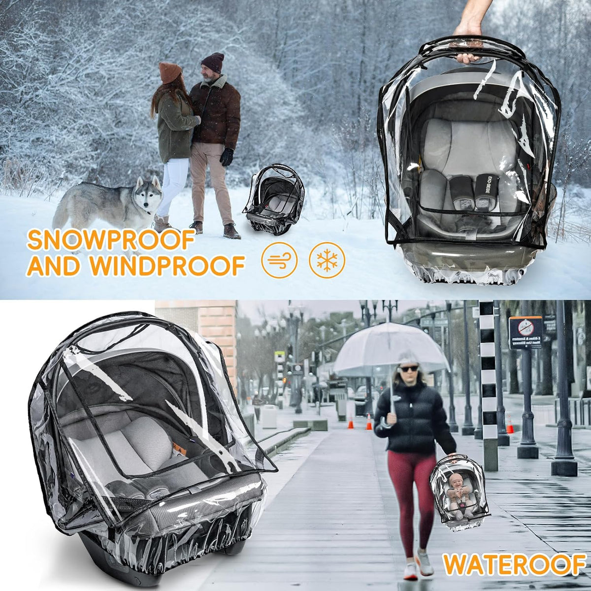 bemece Infant Car Seat Rain Cover with Air Vents and Access Window