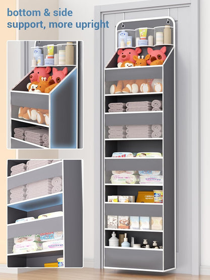 Over the Door Organizer Storage - 5 Tier Hanging Storage shelves Door Organizer with Pockets, Anti Tilt 44 lb Load Behind Door Organizer for Bedroom,Nursery,Bathroom,Kitchen,Dorm,Shoe - 1 Pack, Black