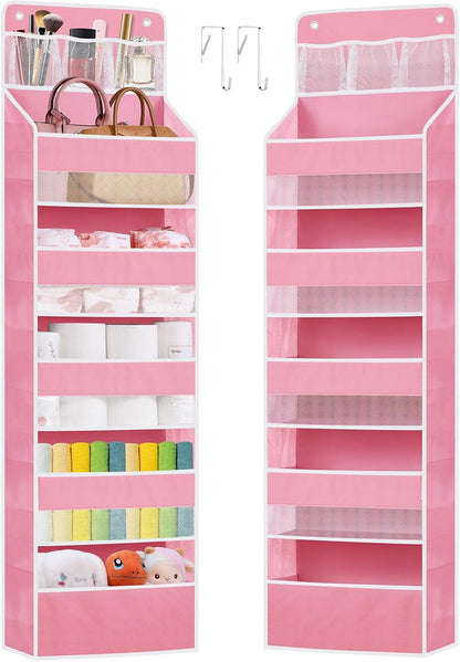 Over the Door Organizer Storage - 5 Tier Hanging Storage shelves Door Organizer with Pockets, Anti Tilt 44 lb Load Behind Door Organizer for Bedroom,Nursery,Bathroom,Kitchen,Dorm,Shoe - 1 Pack, Black