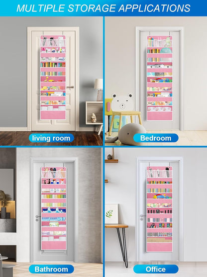 Over the Door Organizer Storage - 5 Tier Hanging Storage shelves Door Organizer with Pockets, Anti Tilt 44 lb Load Behind Door Organizer for Bedroom,Nursery,Bathroom,Kitchen,Dorm,Shoe - 1 Pack, Black
