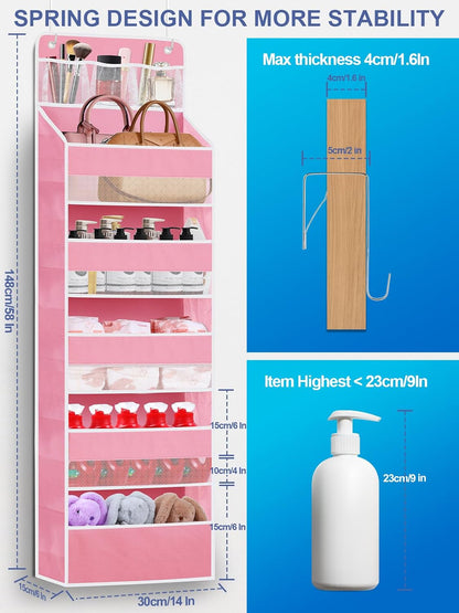 Over the Door Organizer Storage - 5 Tier Hanging Storage shelves Door Organizer with Pockets, Anti Tilt 44 lb Load Behind Door Organizer for Bedroom,Nursery,Bathroom,Kitchen,Dorm,Shoe - 1 Pack, Black