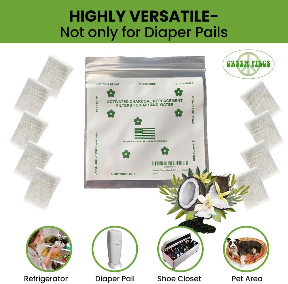 Baby Diaper Pail Deodorizer - Activated Charcoal - 12 + 1