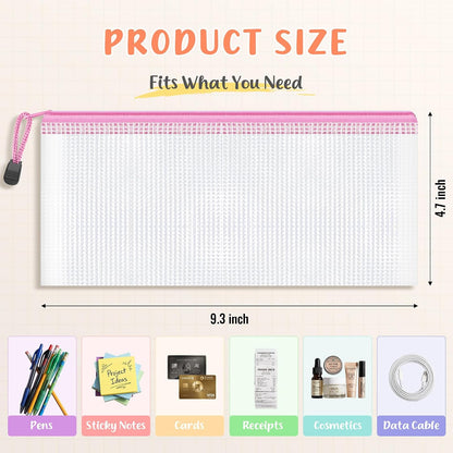 20pcs Mesh Zipper Pouch Bags,8 Sizes 8 Colors Plastic Pencil Pouch
