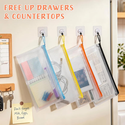 20pcs Mesh Zipper Pouch Bags,8 Sizes 8 Colors Plastic Pencil Pouch