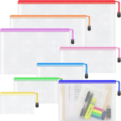 20pcs Mesh Zipper Pouch Bags,8 Sizes 8 Colors Plastic Pencil Pouch