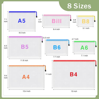 20pcs Mesh Zipper Pouch Bags,8 Sizes 8 Colors Plastic Pencil Pouch
