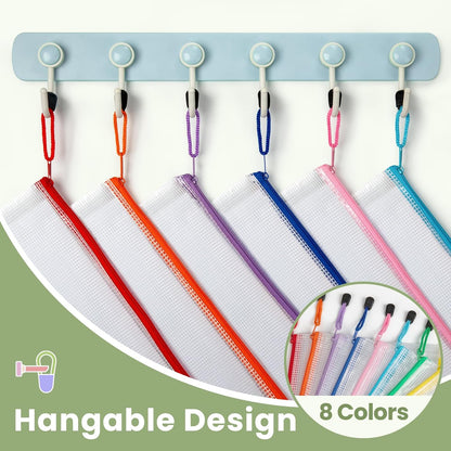 20pcs Mesh Zipper Pouch Bags,8 Sizes 8 Colors Plastic Pencil Pouch