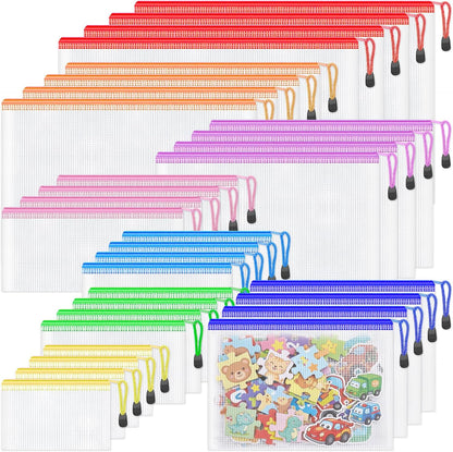 20pcs Mesh Zipper Pouch Bags,8 Sizes 8 Colors Plastic Pencil Pouch