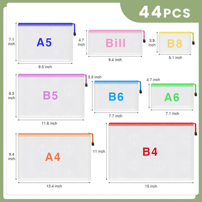 20pcs Mesh Zipper Pouch Bags,8 Sizes 8 Colors Plastic Pencil Pouch
