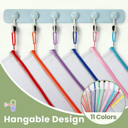 20pcs Mesh Zipper Pouch Bags,8 Sizes 8 Colors Plastic Pencil Pouch