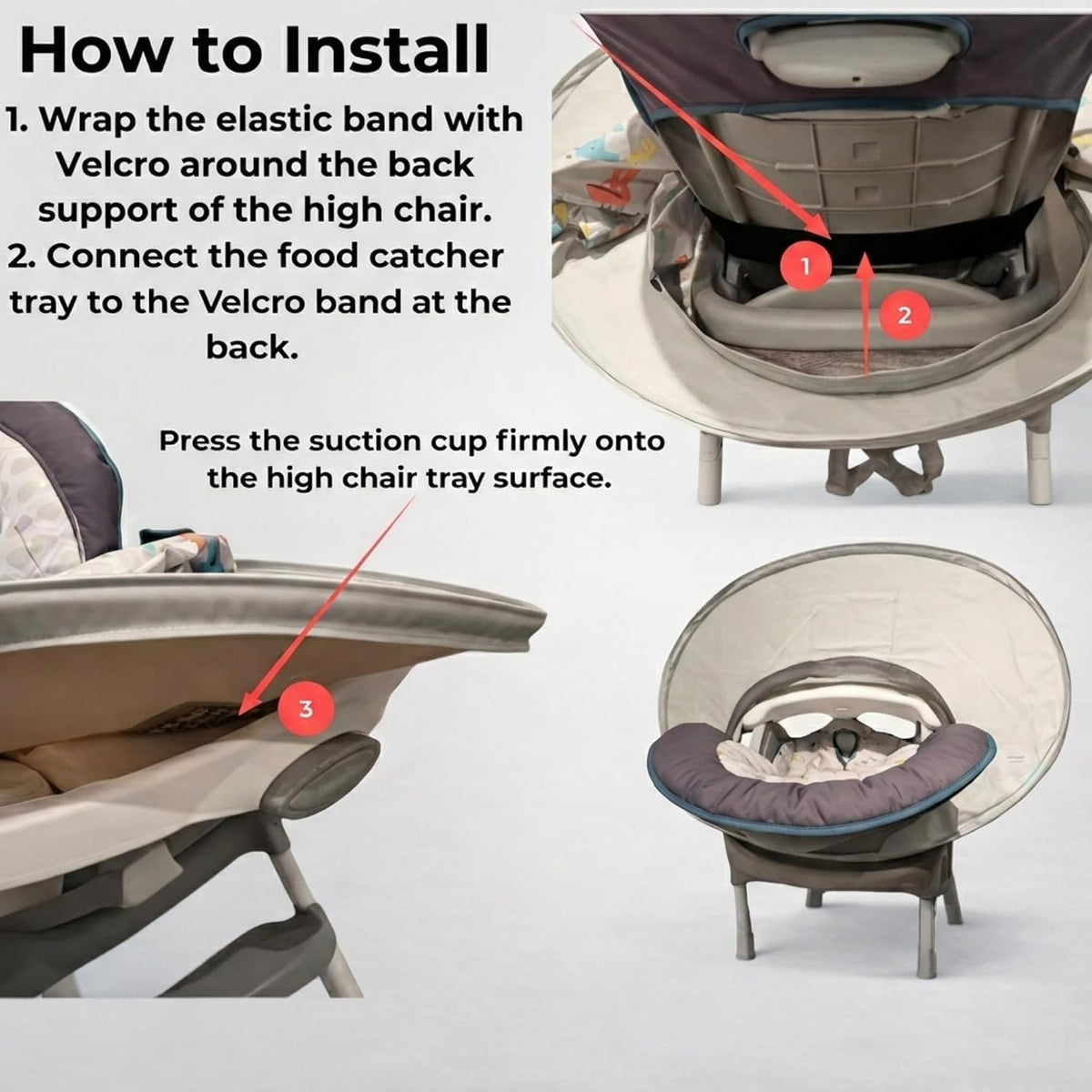 Baby Food Catcher Bib & Tray Set for High Chair Self Feeding, Easy Cleanup
