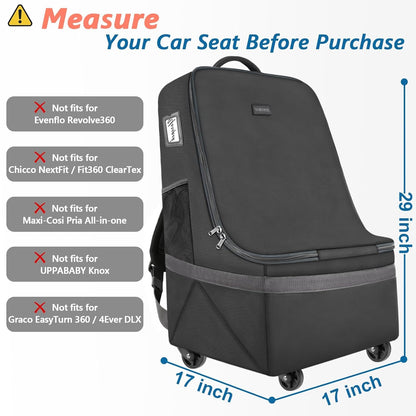 Car Seat Travel Bag with Wheels, Padded Car Seat Backpack