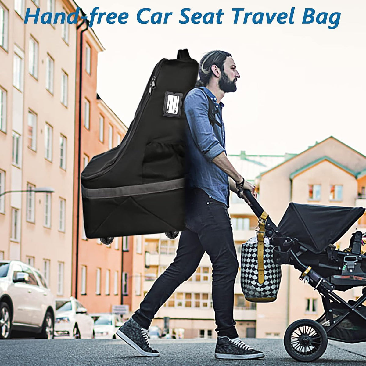 Car Seat Travel Bag with Wheels, Padded Car Seat Backpack