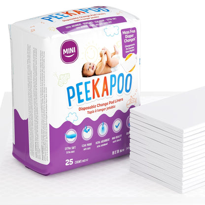 Disposable Baby Changing Pad Liners – 25 Pack - 18 x 16 Inches