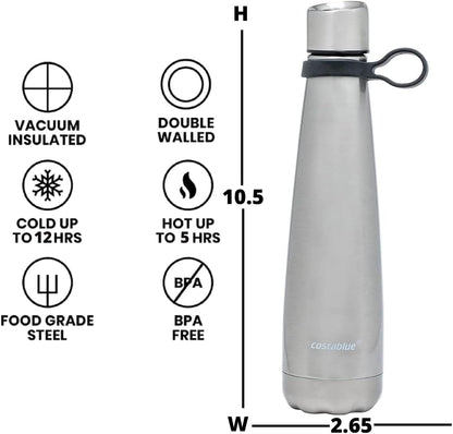 Insulated Water Bottle - On-The-Go Refillable Stainless Steel Water Bottles For Adults, Reusable Thermos Travel Tumbler With Leak-proof Lid For Hot & Cold Beverages (17Oz. Copper Peach)