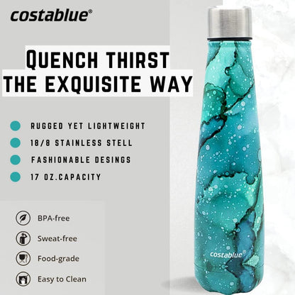 Insulated Water Bottle - On-The-Go Refillable Stainless Steel Water Bottles For Adults, Reusable Thermos Travel Tumbler With Leak-proof Lid For Hot & Cold Beverages (17Oz. Copper Peach)