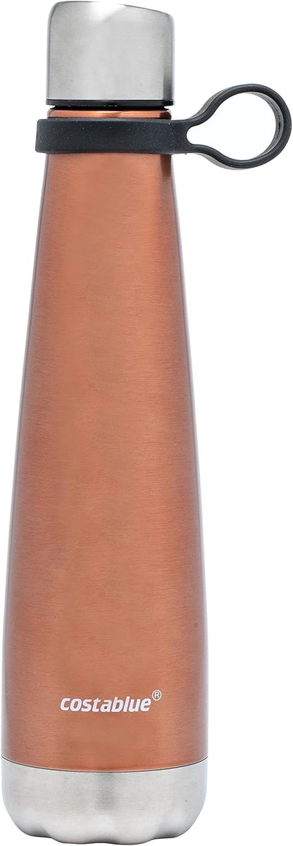 Insulated Water Bottle - On-The-Go Refillable Stainless Steel Water Bottles For Adults, Reusable Thermos Travel Tumbler With Leak-proof Lid For Hot & Cold Beverages (17Oz. Copper Peach)