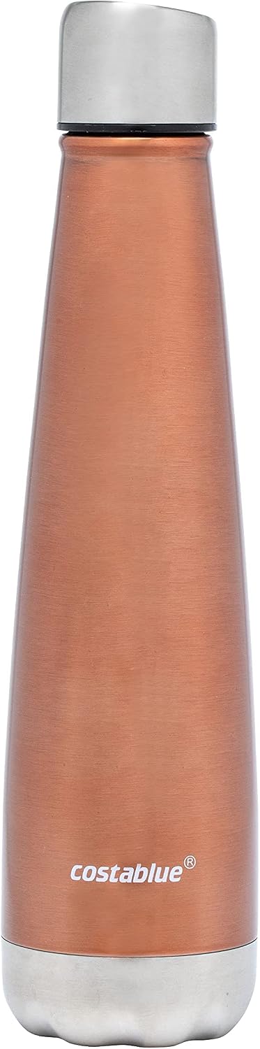 Insulated Water Bottle - On-The-Go Refillable Stainless Steel Water Bottles For Adults, Reusable Thermos Travel Tumbler With Leak-proof Lid For Hot & Cold Beverages (17Oz. Copper Peach)