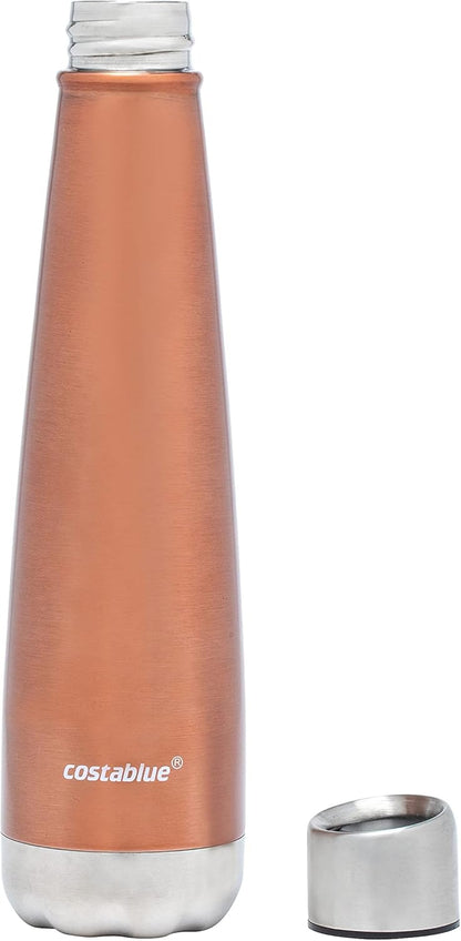 Insulated Water Bottle - On-The-Go Refillable Stainless Steel Water Bottles For Adults, Reusable Thermos Travel Tumbler With Leak-proof Lid For Hot & Cold Beverages (17Oz. Copper Peach)