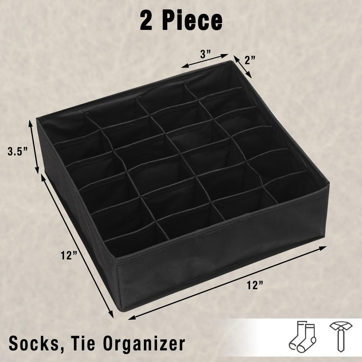 Closet Sock Organizer, 24 Cell, Pink