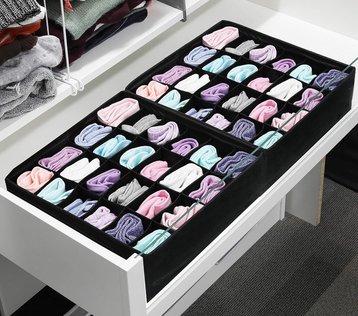 Closet Sock Organizer, 24 Cell, Pink