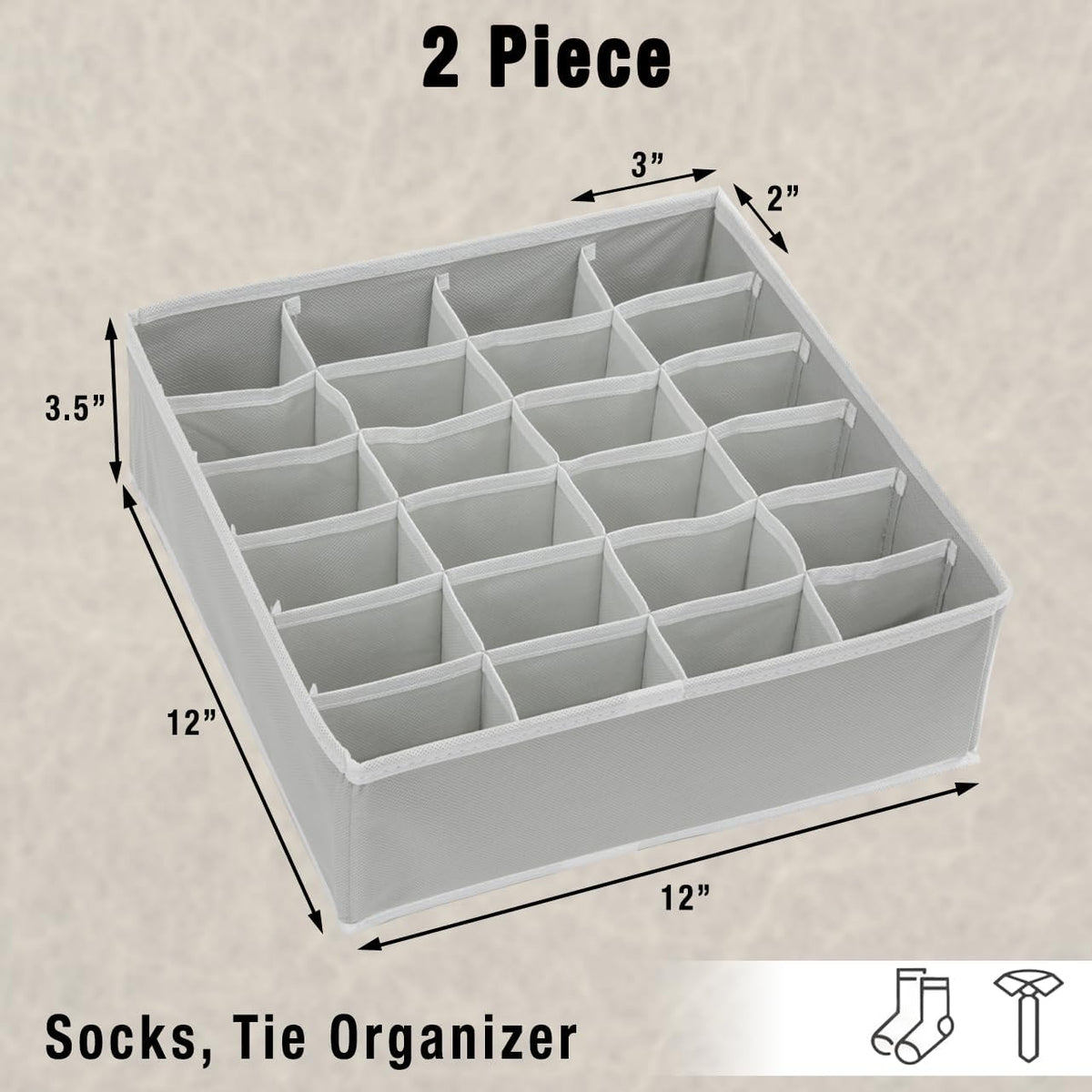 Closet Sock Organizer, 24 Cell, Pink