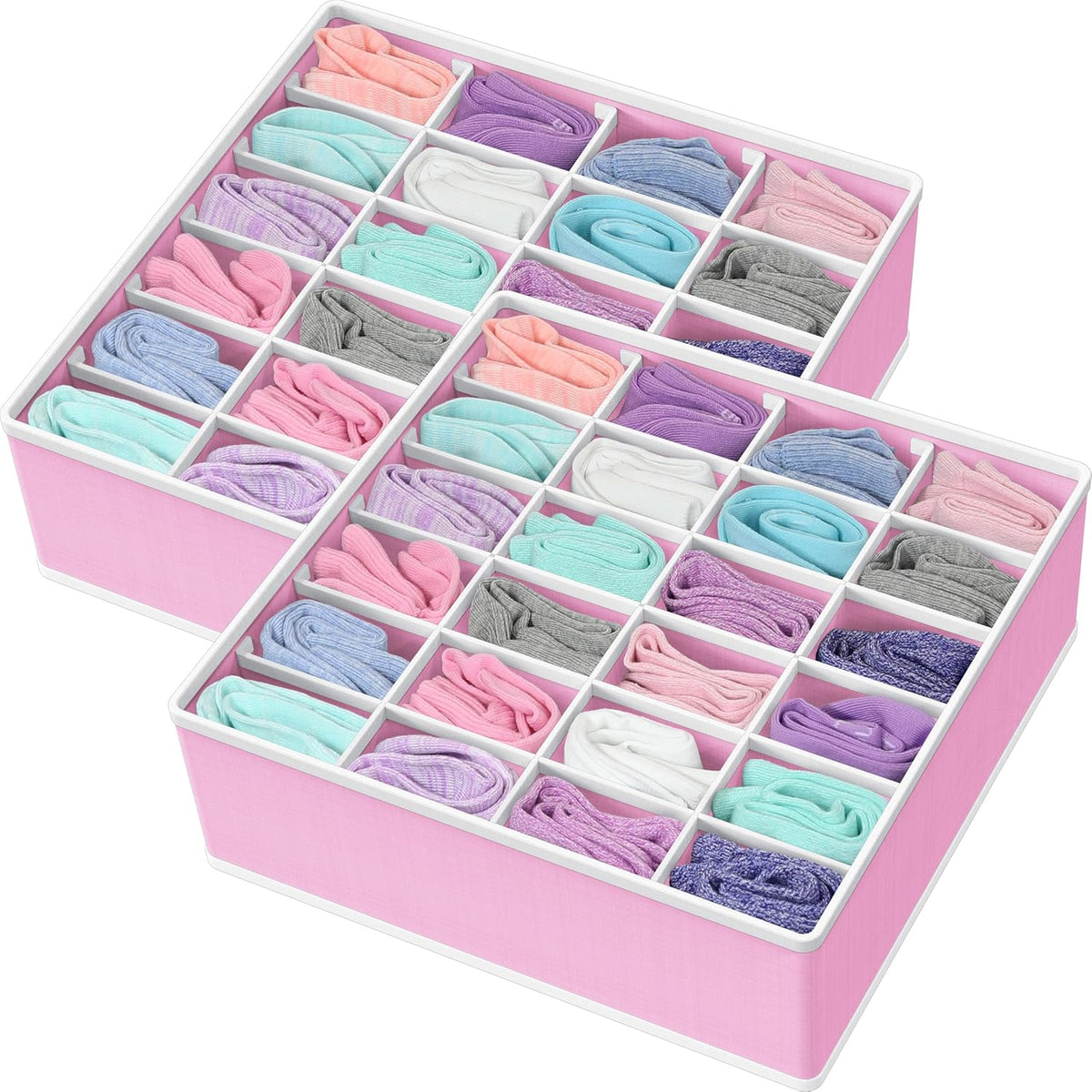 Closet Sock Organizer, 24 Cell, Pink