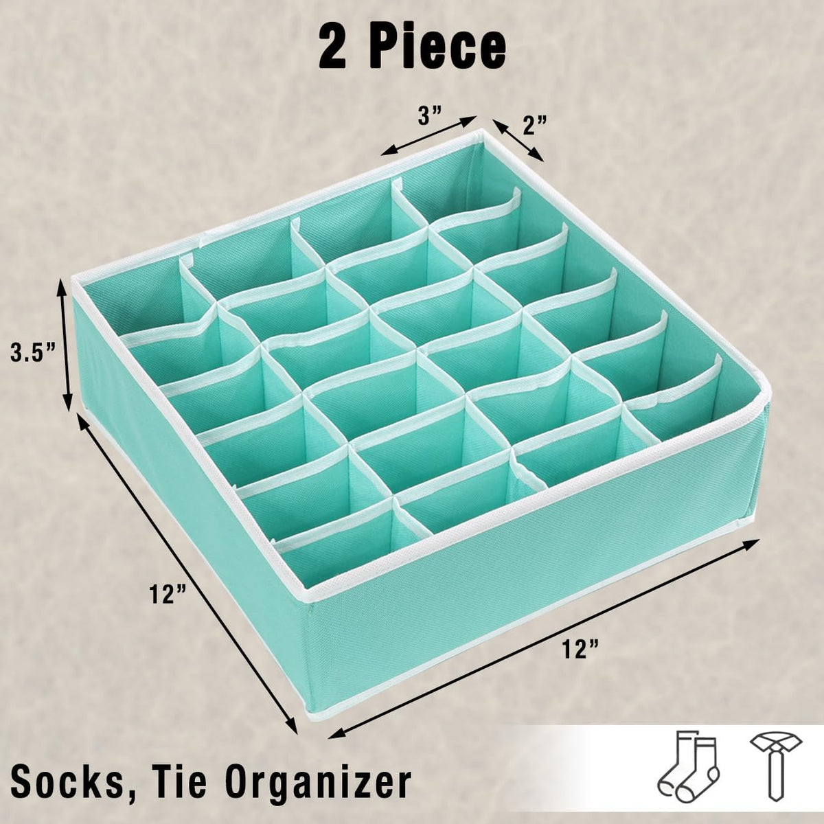 Closet Sock Organizer, 24 Cell, Pink