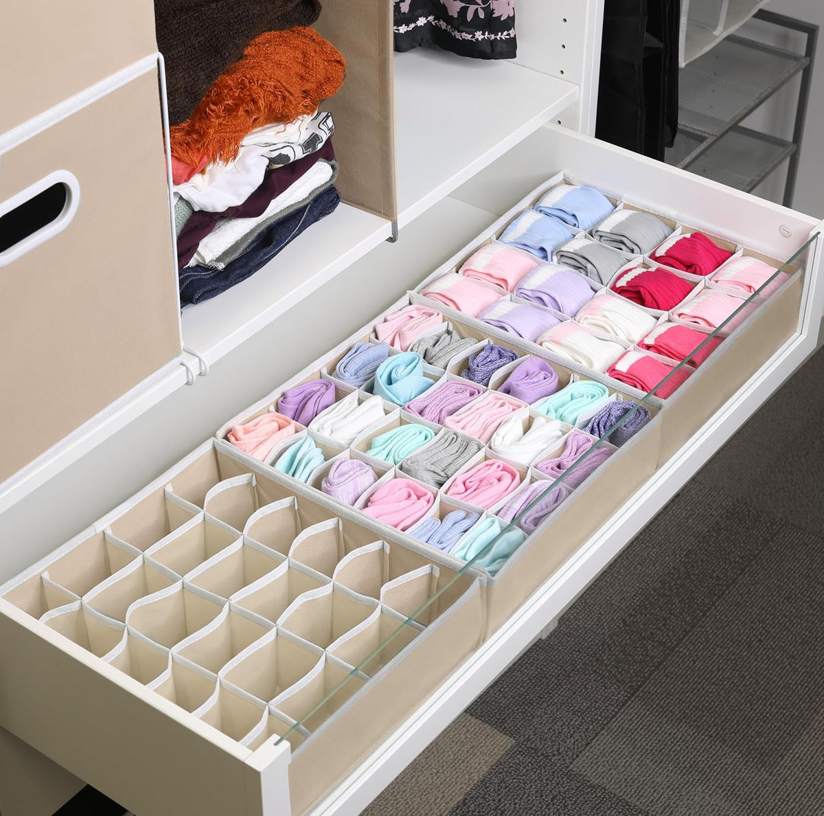 Closet Sock Organizer, 24 Cell, Pink