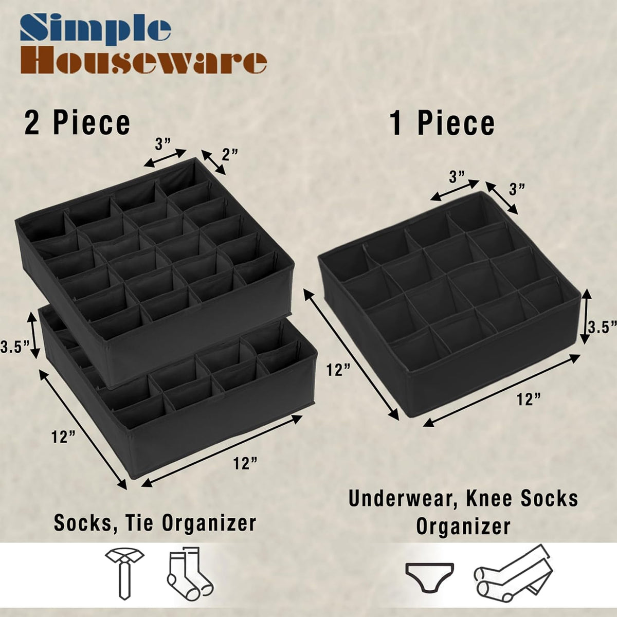 Closet Sock Organizer, 24 Cell, Pink