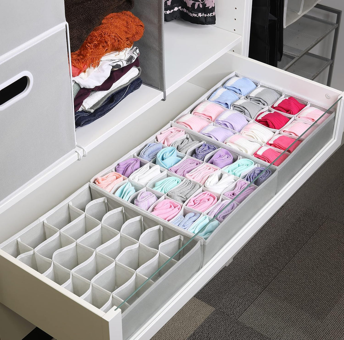 Closet Sock Organizer, 24 Cell, Pink