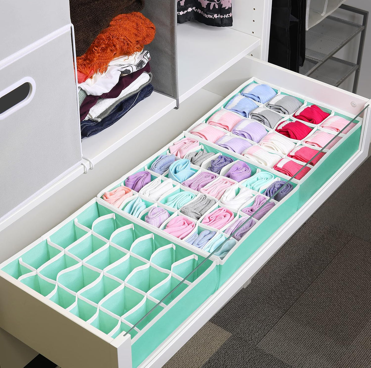Closet Sock Organizer, 24 Cell, Pink