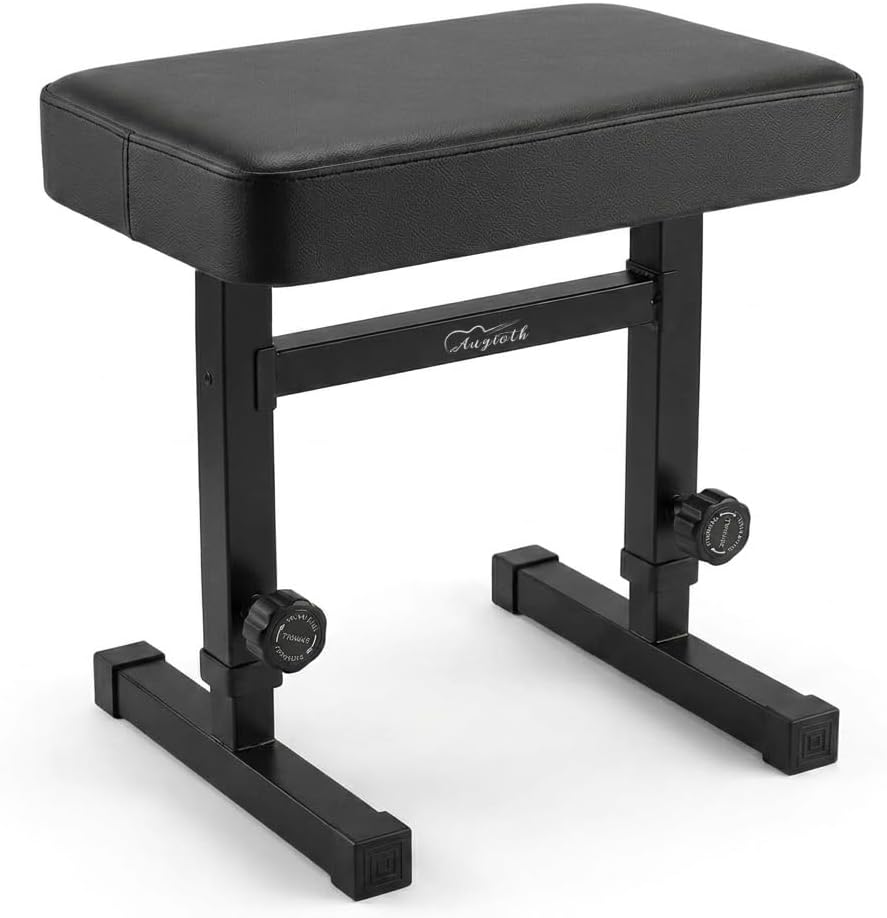 Adjustable Piano Bench, Comfortable Padded Keyboard Stool, Black