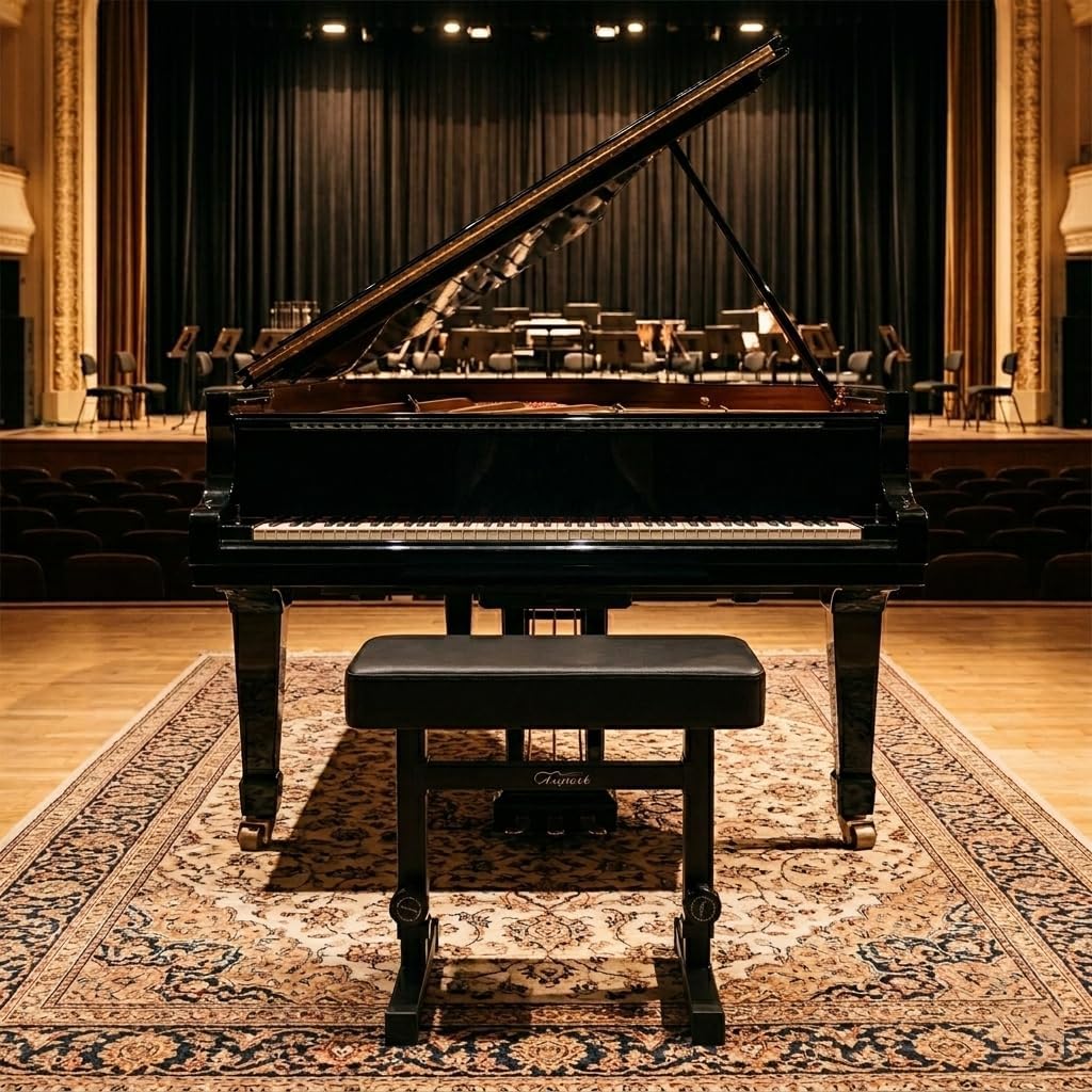 Adjustable Piano Bench, Comfortable Padded Keyboard Stool, Black