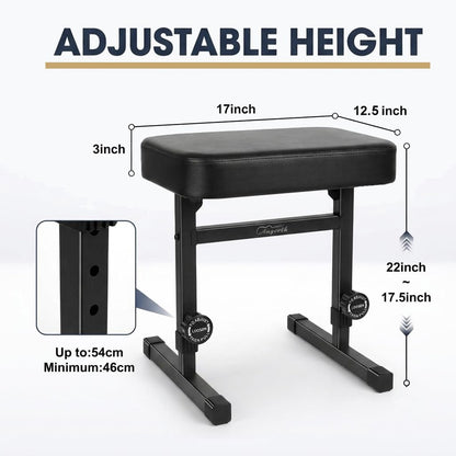 Adjustable Piano Bench, Comfortable Padded Keyboard Stool, Black