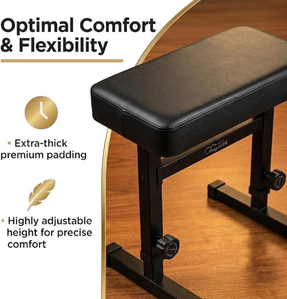 Adjustable Piano Bench, Comfortable Padded Keyboard Stool, Black