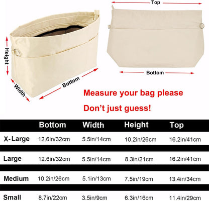 Handbag Tote Purse Organizer Insert, Large, Black