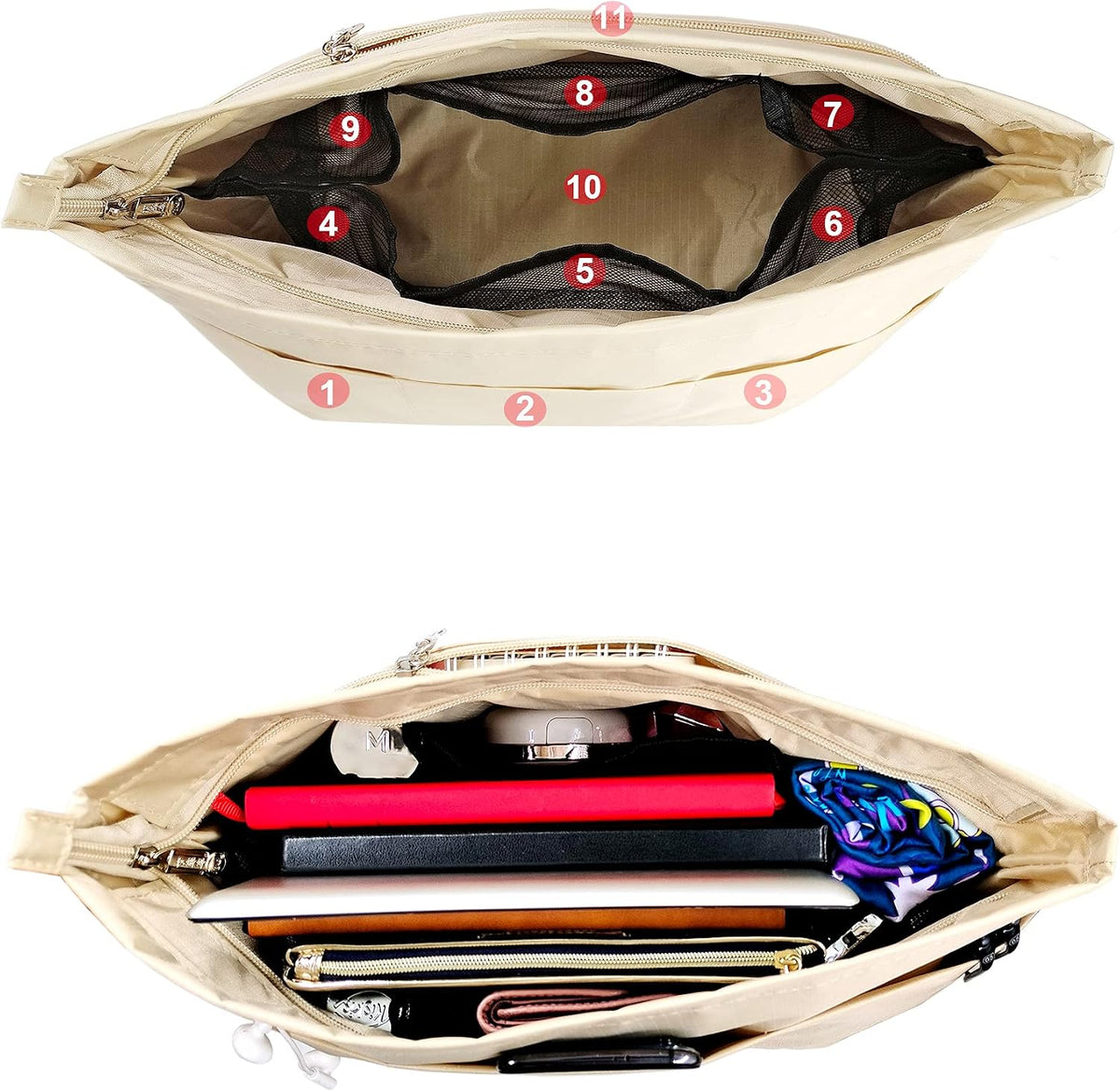 Handbag Tote Purse Organizer Insert, Large, Black