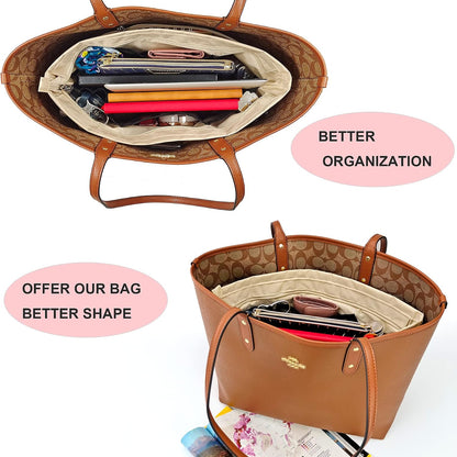 Handbag Tote Purse Organizer Insert, Large, Black