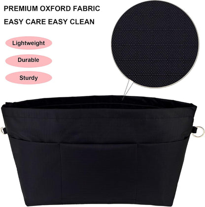 Handbag Tote Purse Organizer Insert, Large, Black