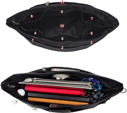 Handbag Tote Purse Organizer Insert, Large, Black