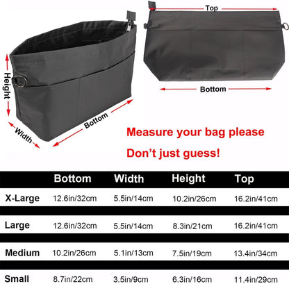 Handbag Tote Purse Organizer Insert, Large, Black