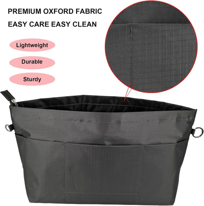 Handbag Tote Purse Organizer Insert, Large, Black