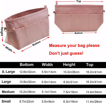 Handbag Tote Purse Organizer Insert, Large, Black
