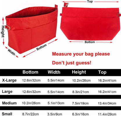 Handbag Tote Purse Organizer Insert, Large, Black