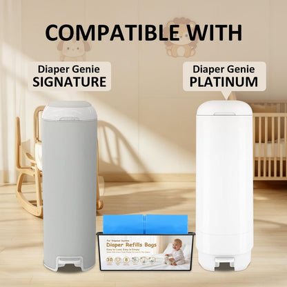 120 Bags Diaper Pail Refills Bags Compatible with Genie Easy Roll Signature & Platinum Diaper Pails,Each 30 Bags Holds Up to 1410 Newborn Diapers,7-Layer Odor-Barrier Technology (4 Pack)