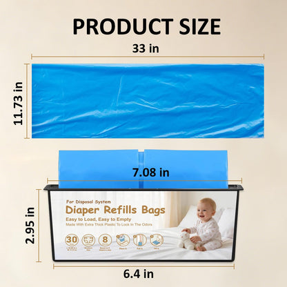 120 Bags Diaper Pail Refills Bags Compatible with Genie Easy Roll Signature & Platinum Diaper Pails,Each 30 Bags Holds Up to 1410 Newborn Diapers,7-Layer Odor-Barrier Technology (4 Pack)